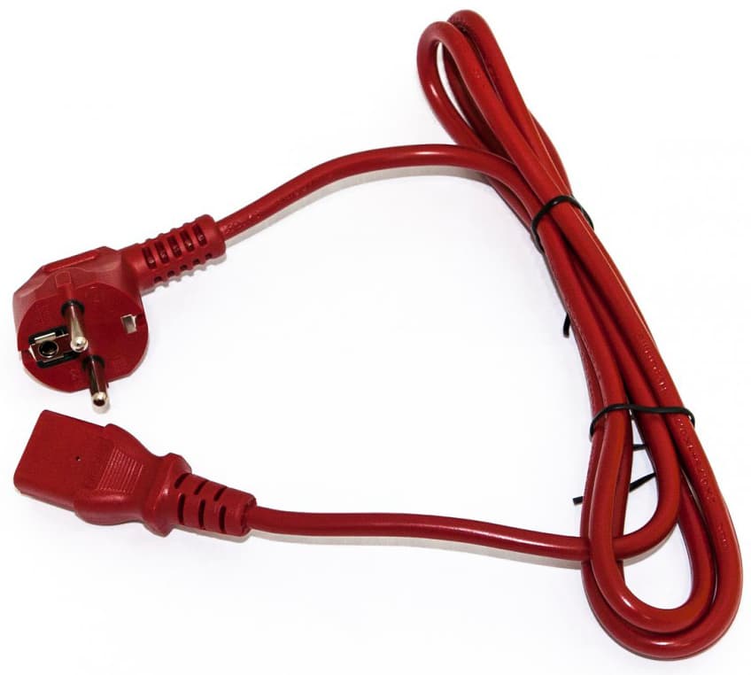 Шнур питания Hyperline PWC-IEC13-SHM-5.0-RD C13-Schuko проводник.:3x0.75мм2 5м 250В 10А (упак.:1шт) красный - фото 1