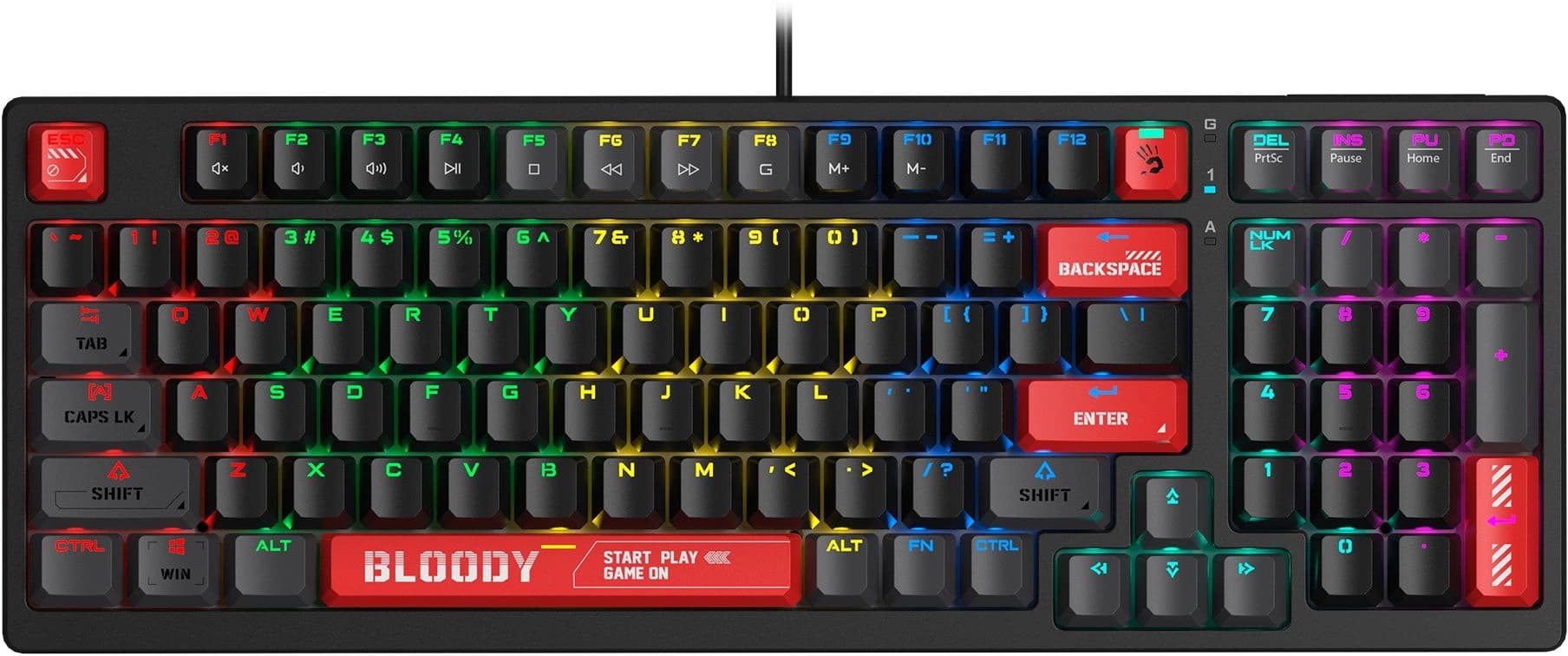 Клавиатура A4Tech S98 механическая красный/красный USB for gamer LED (S98 RED) кабель 1.8м