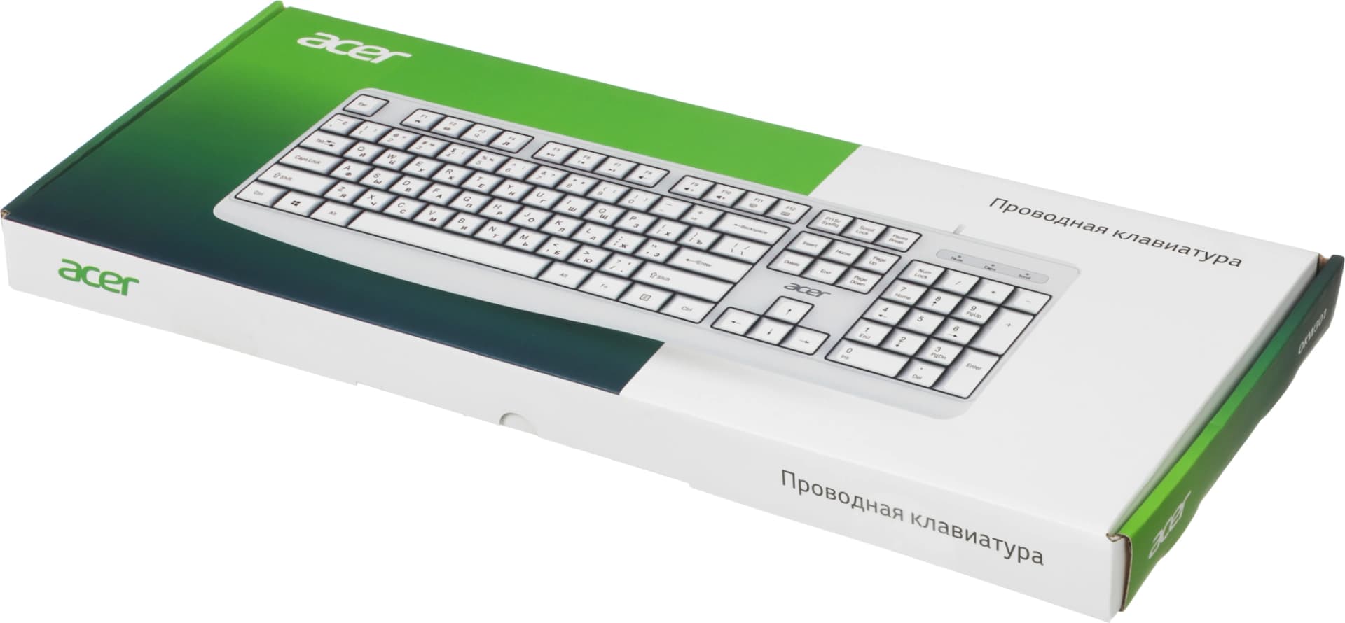 Клавиатура Acer OKW301 белый USB Multimedia (ZL.KBDCC.01B) кабель 1.8м - фото 4