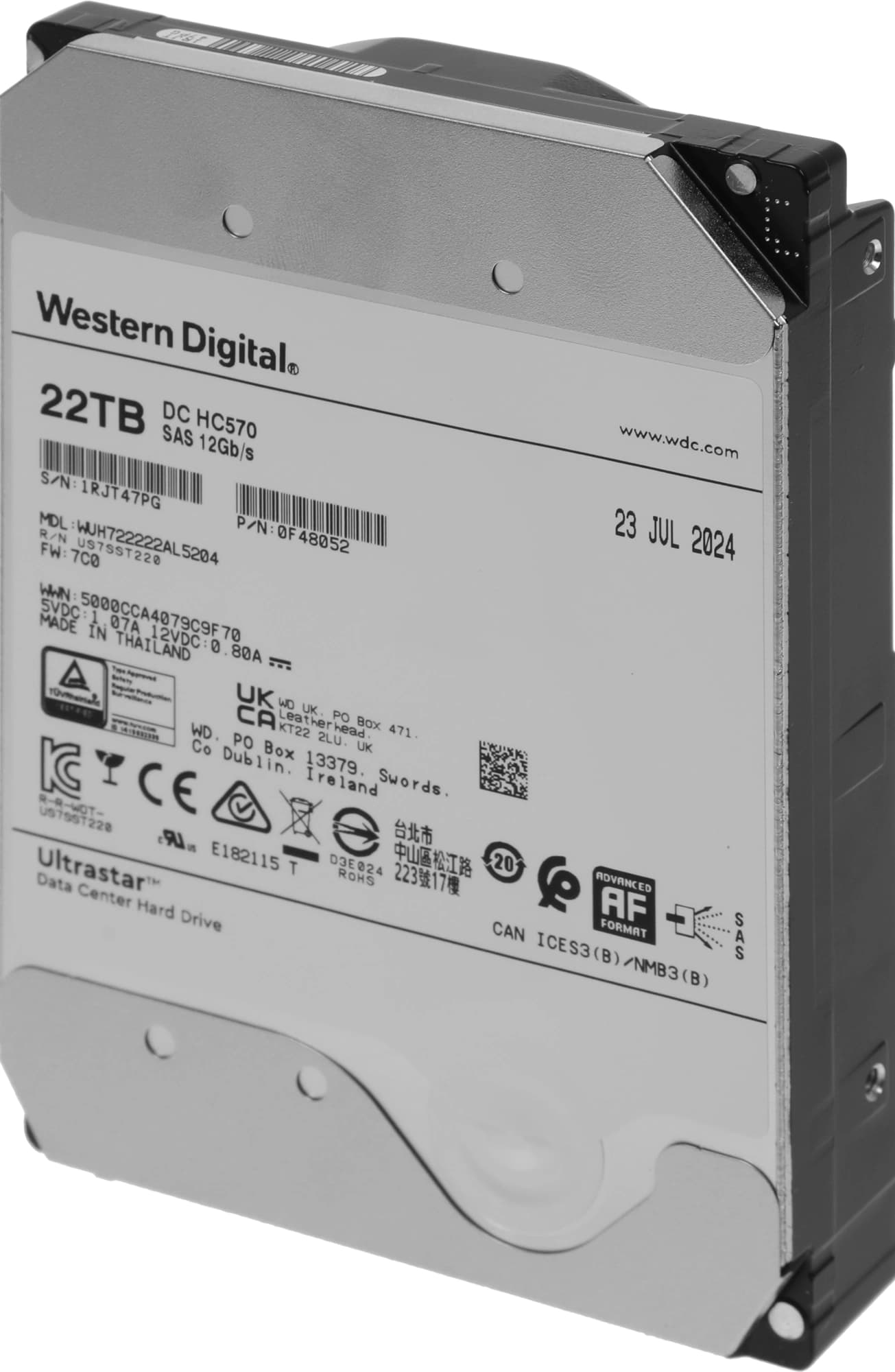 Жесткий диск WD SAS 3.0 22TB 0F48052 WUH722222AL5204 Server Ultrastar DC HC570 512E (7200rpm) 512Mb 3.5" - фото 5