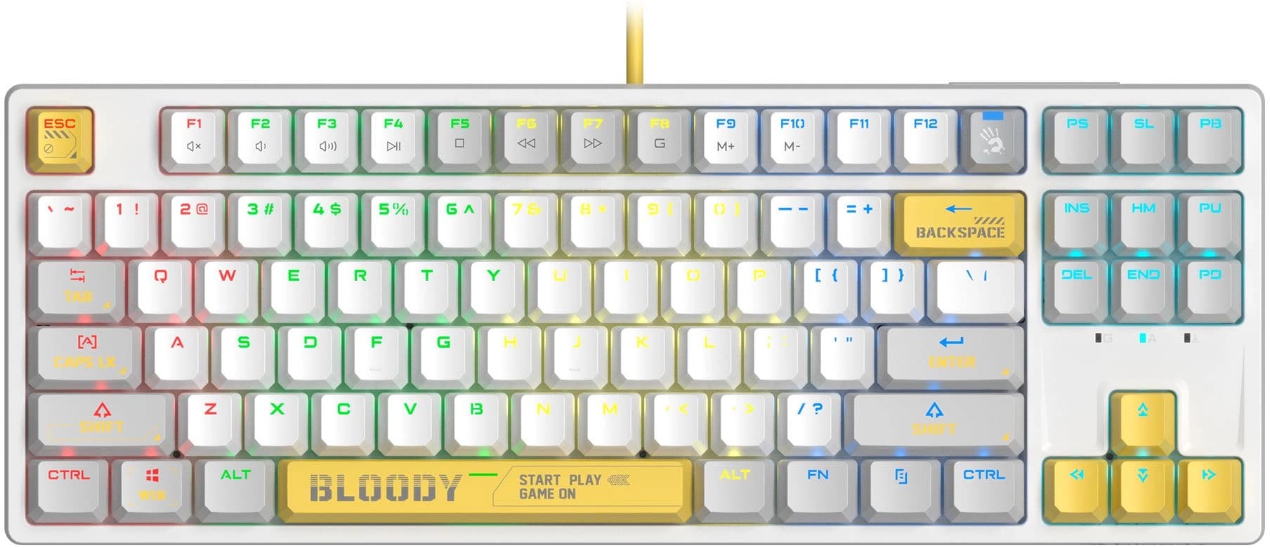 Клавиатура A4Tech S87 Energy механическая белый USB for gamer LED (S87 USB ENERGY WHITE) кабель 1.8м