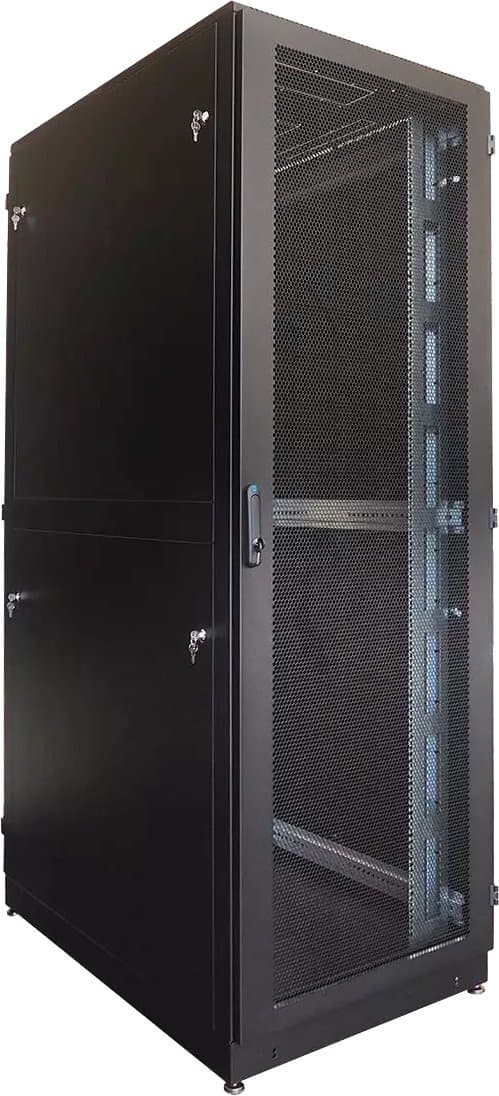 Шкаф серверный ЦМО (ШТК-М-42.8.12-48АА-9005) напольный 42U 800x1200мм пер.дв.перфор. задн.дв.перфор.2-хст. направл.под закл.гайки 1200кг черный 1055мм 176кг 180град. 2030мм IP20 металл - фото 1