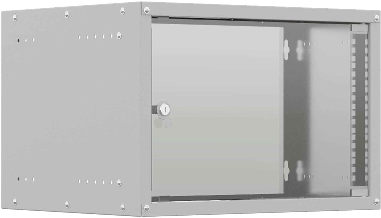 Шкаф коммутационный NTSS (NTSS-WL6U5535GS) настенный 6U 550x350мм пер.дв.стекл несъемн.бок.пан. 30кг серый 270мм 8.3кг 110град. 370мм IP20 укомплектованный - фото 1