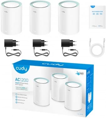 Бесшовный Mesh роутер Cudy M1300 (M1300(3-PACK)) AC1200 10/100/1000BASE-TX белый (упак.:3шт) - фото 2