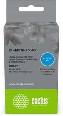 Картридж ленточный Cactus CS-M210-750430 M210-750-430 черный на прозрачном 19.1x6.4 для Brady M210/M211/M210-LAB - фото 2