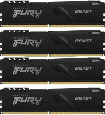 Память DDR4 4x32GB 3200MHz Kingston KF432C16BBK4/128 Fury Beast Black RTL Gaming PC4-25600 CL16 DIMM 288-pin 1.35В dual rank с радиатором Ret - фото 2