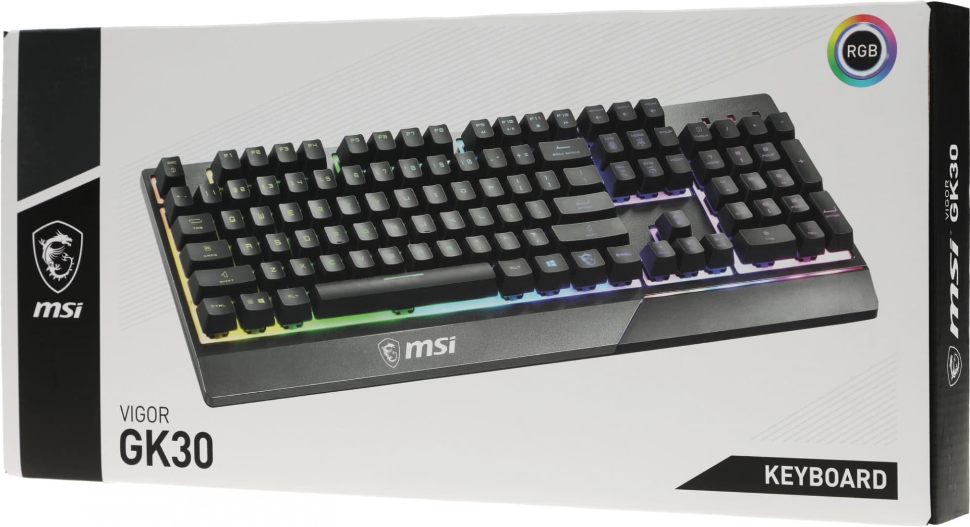 Клавиатура MSI GK30 RU черный USB Multimedia for gamer LED (подставка для запястий) (S11-04RU236-CLA) кабель 1.8м - фото 1