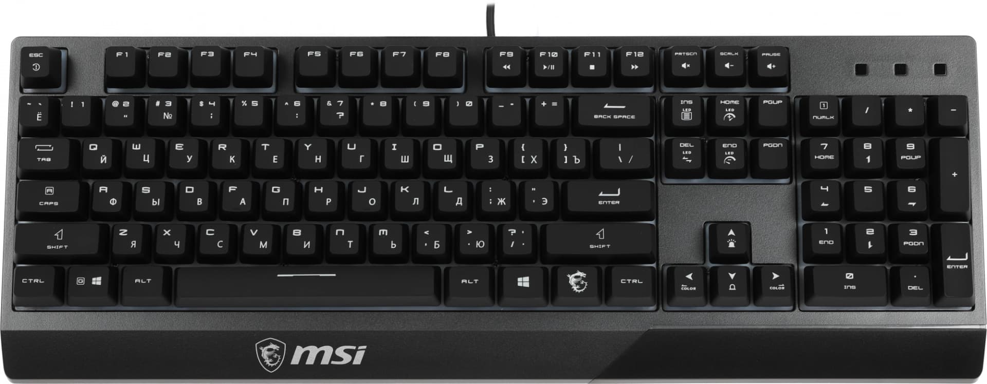 Клавиатура MSI GK30 RU черный USB Multimedia for gamer LED (подставка для запястий) (S11-04RU236-CLA) кабель 1.8м