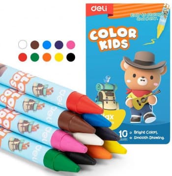 Восковые мелки Deli EC225-10 Color Kids кругл. 10цв. дл.90мм д.8мм - фото 2