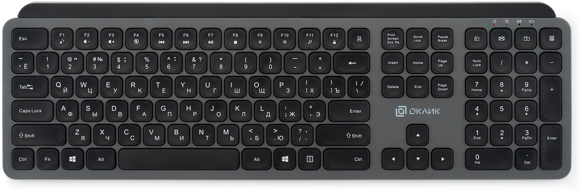 Клавиатура Оклик K859W серый/черный USB беспроводная slim Multimedia (2002136)