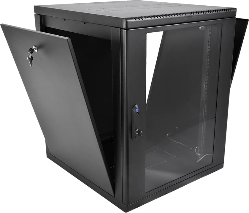 Шкаф коммутационный ЦМО (ШРН-М-12.650-9005) настенный 12U 600x650мм пер.дв.стекл 120кг черный 581мм 25.1кг 180град. 610мм IP20 металл - фото 4