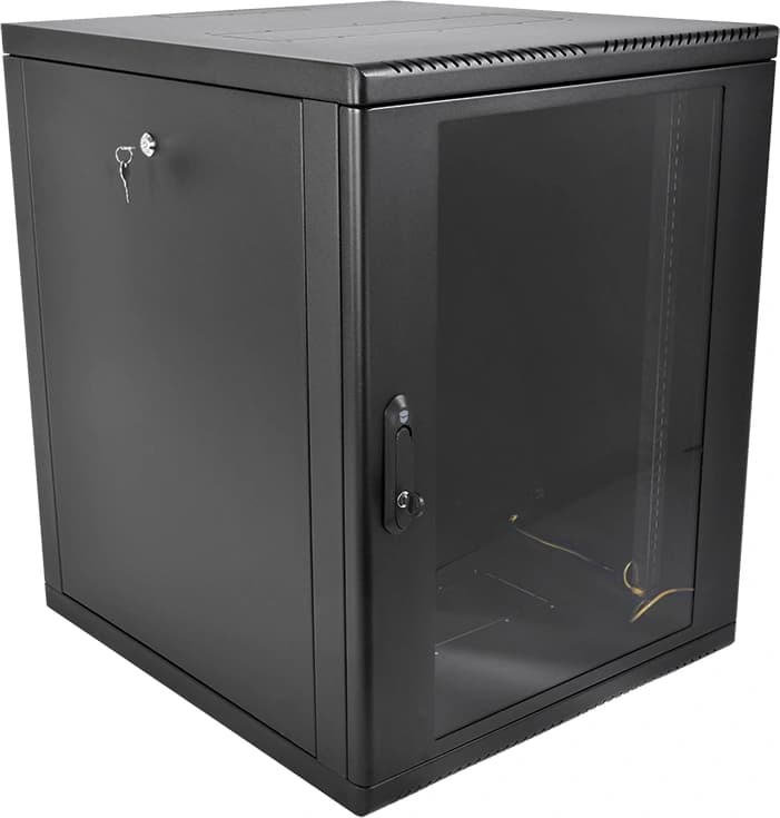 Шкаф коммутационный ЦМО (ШРН-М-15.650-9005) настенный 15U 600x650мм пер.дв.стекл 85кг черный 581мм 28.2кг 180град. 745мм IP20 сталь - фото 1