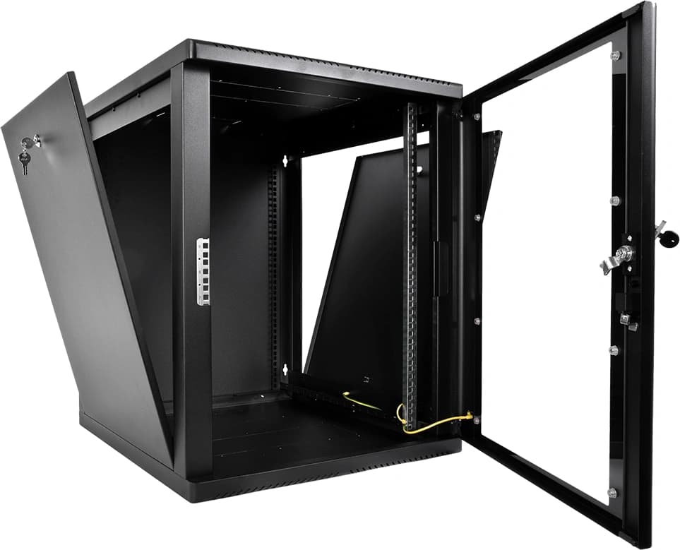 Шкаф коммутационный ЦМО (ШРН-М-15.650-9005) настенный 15U 600x650мм пер.дв.стекл 85кг черный 581мм 28.2кг 180град. 745мм IP20 сталь - фото 2
