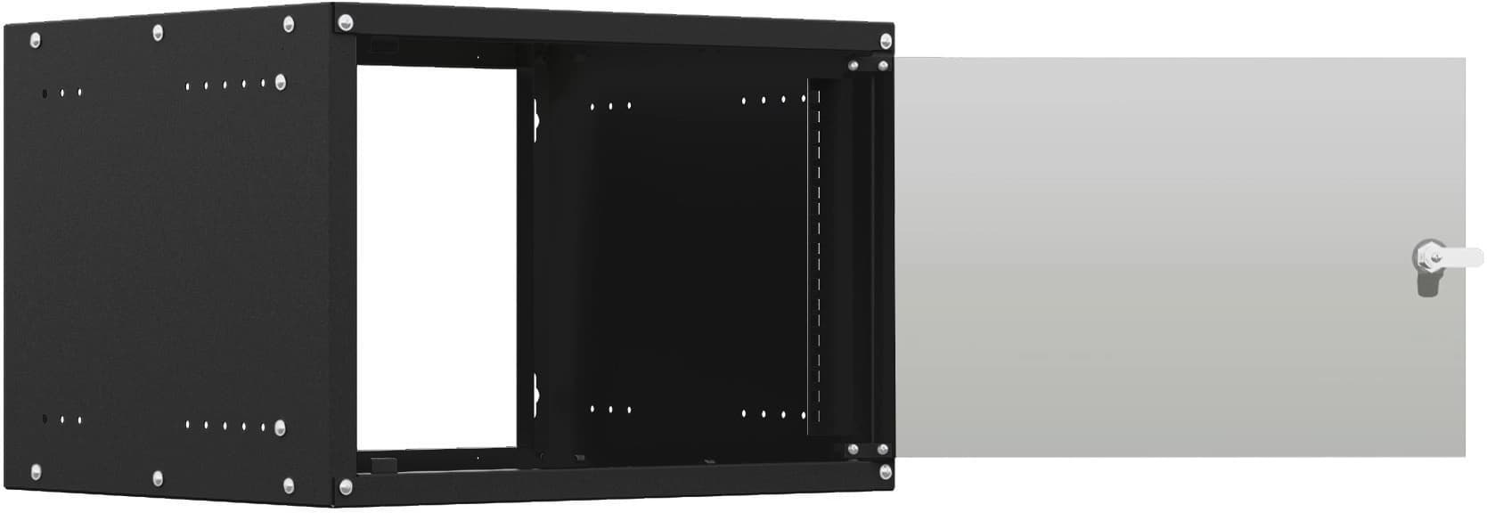 Шкаф коммутационный NTSS Lime (NTSS-WL9U5545GS-BL) настенный 9U 550x450мм пер.дв.стекл несъемн.бок.пан. 30кг черный 370мм 12кг 110град. 500мм IP20 сталь - фото 3