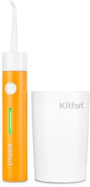 Ирригатор Kitfort КТ-2957-4 портатив. импульсн. 2насад. оранжевый/белый - фото 2