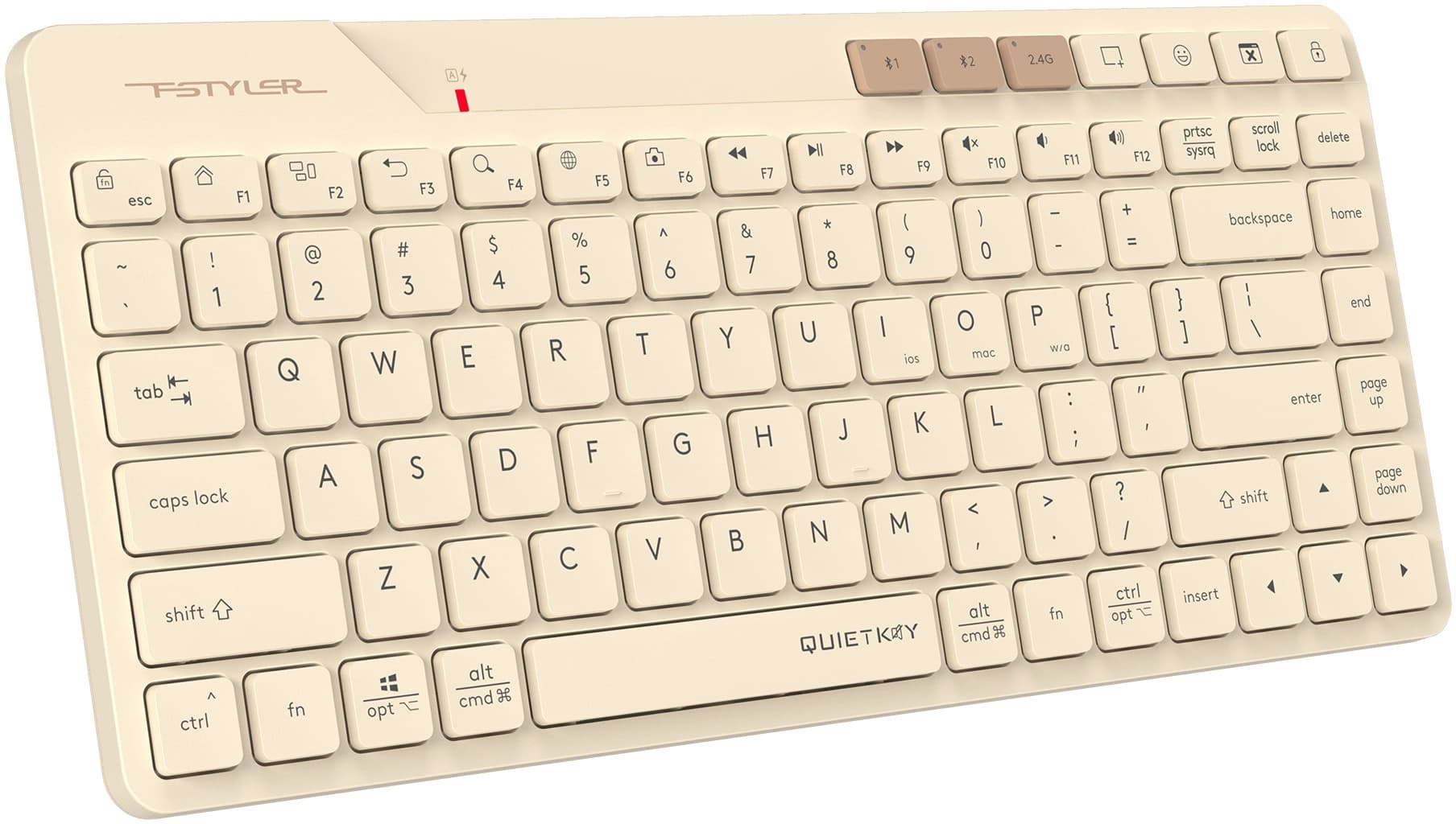 Клавиатура A4Tech FBK26C AS бежевый USB беспроводная BT/Radio slim Multimedia - фото 4