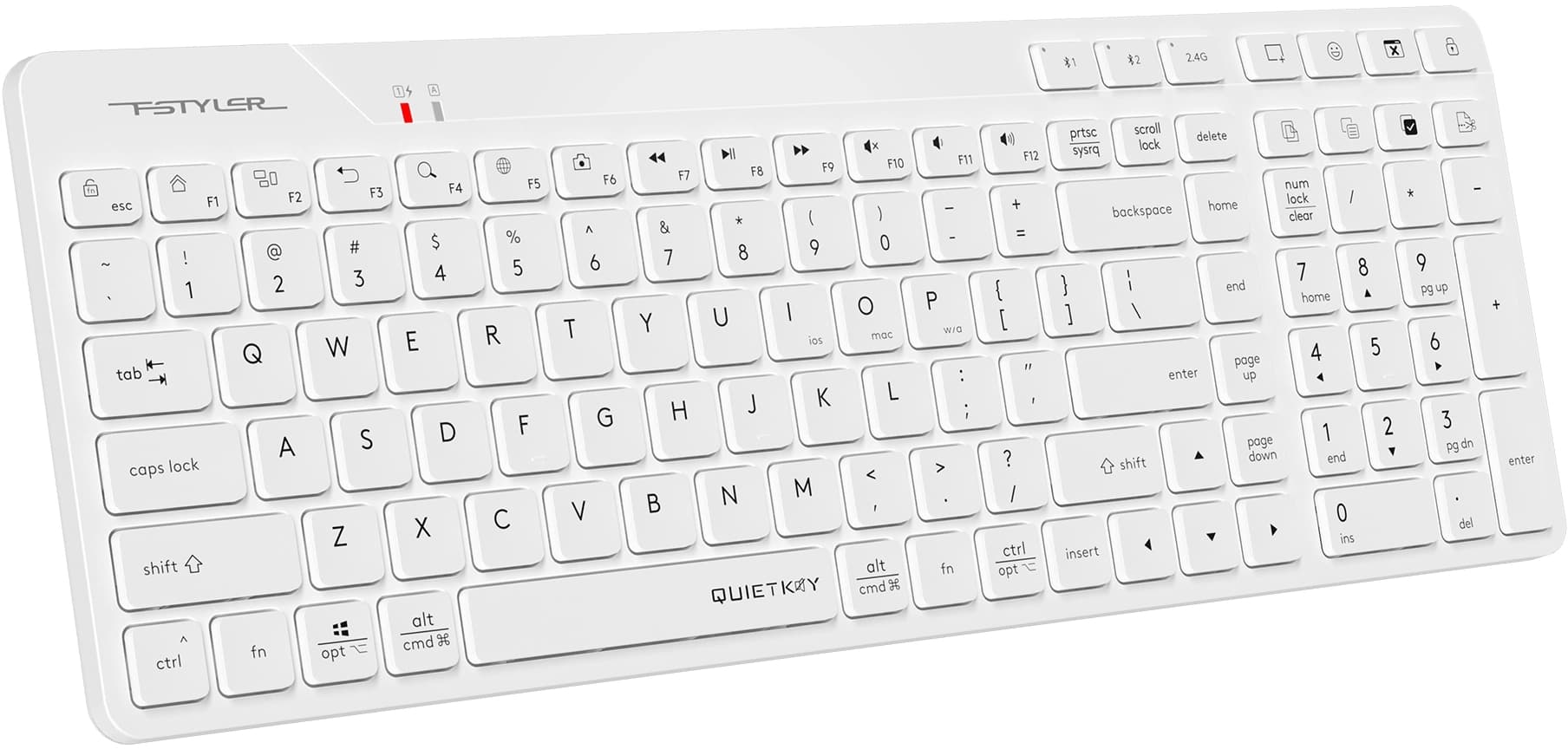 Клавиатура A4Tech FBK27C AS белый USB беспроводная BT/Radio slim Multimedia - фото 4