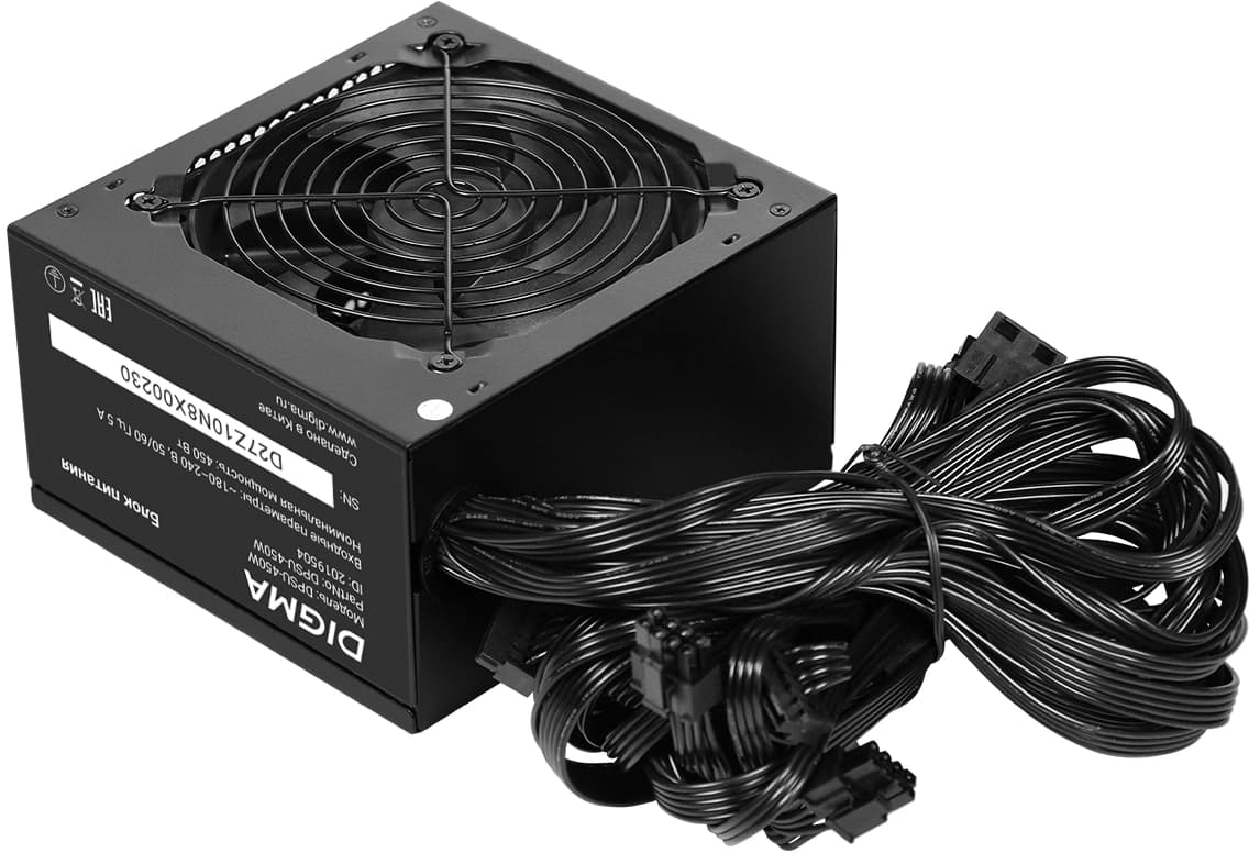 Блок питания Digma ATX 450W DPSU-450W (20+4pin) 120mm fan 3xSATA RTL - фото 4