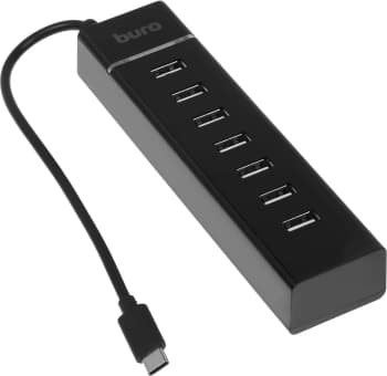 Разветвитель USB-C Buro BPH-C-P107 7порт. черный (BU-USBC-HUB-7U2) - фото 2