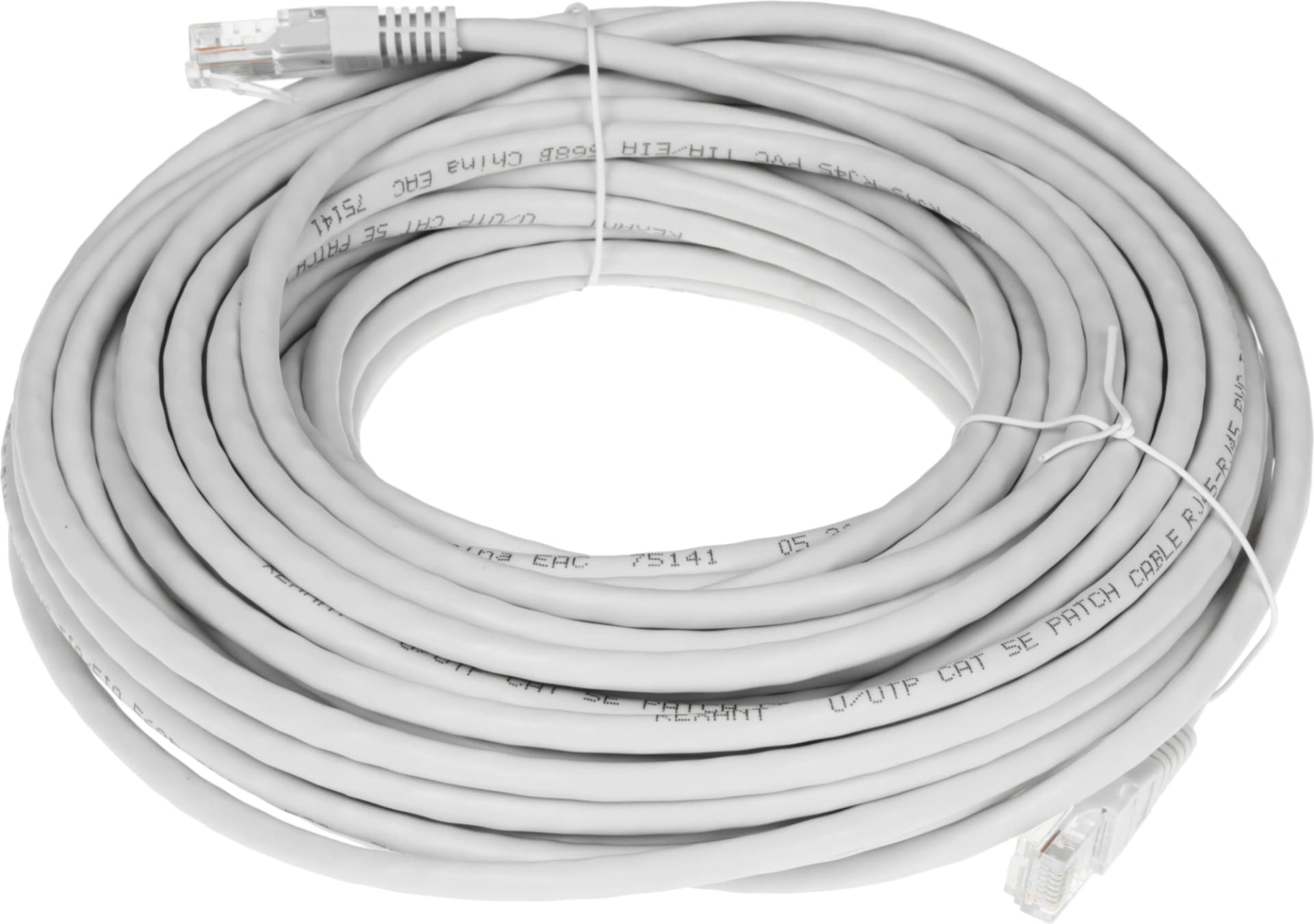 Патч-корд Rexant 18-1011 UTP RJ-45 вил.-вилка RJ-45 кат.5E 20м серый ПВХ - фото 1
