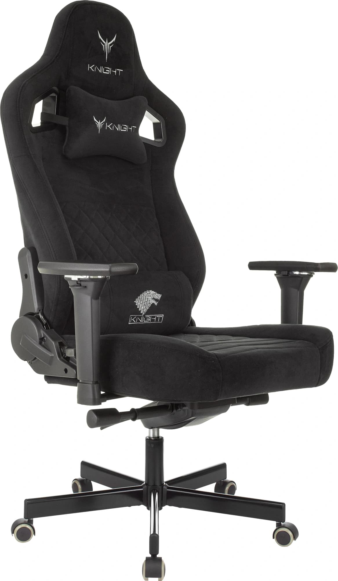 Кресло игровое Knight Hunter черный Alfa Black искусственная замша с подголов. крестов. металл