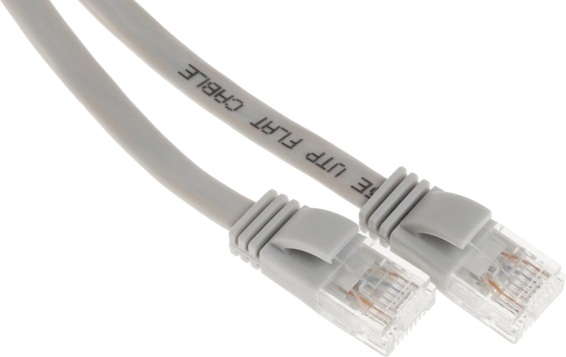 Патч-корд Buro Flat 10Гбит/с UTP 4 пары cat.5E Cu molded 2м серый RJ-45 (m)-RJ-45 (m) (BU-5E-FLAT-2M-G) - фото 1