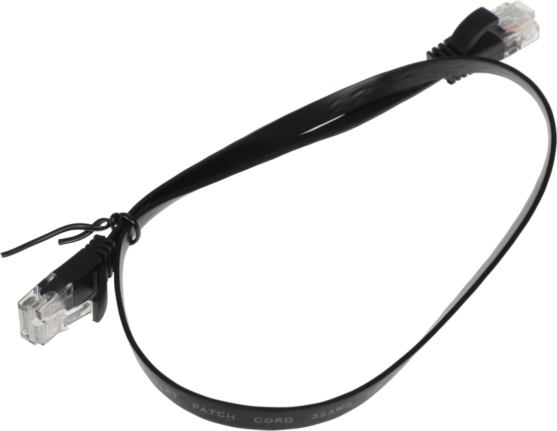 Патч-корд Buro Flat 10Гбит/с UTP 4 пары cat.6 Cu molded 0.5м черный RJ-45 (m)-RJ-45 (m) (BU-C6-FLAT-0.5M-B) - фото 1