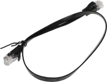 Патч-корд Buro Flat 10Гбит/с UTP 4 пары cat.6 Cu molded 0.5м черный RJ-45 (m)-RJ-45 (m) (BU-C6-FLAT-0.5M-B) - фото 2
