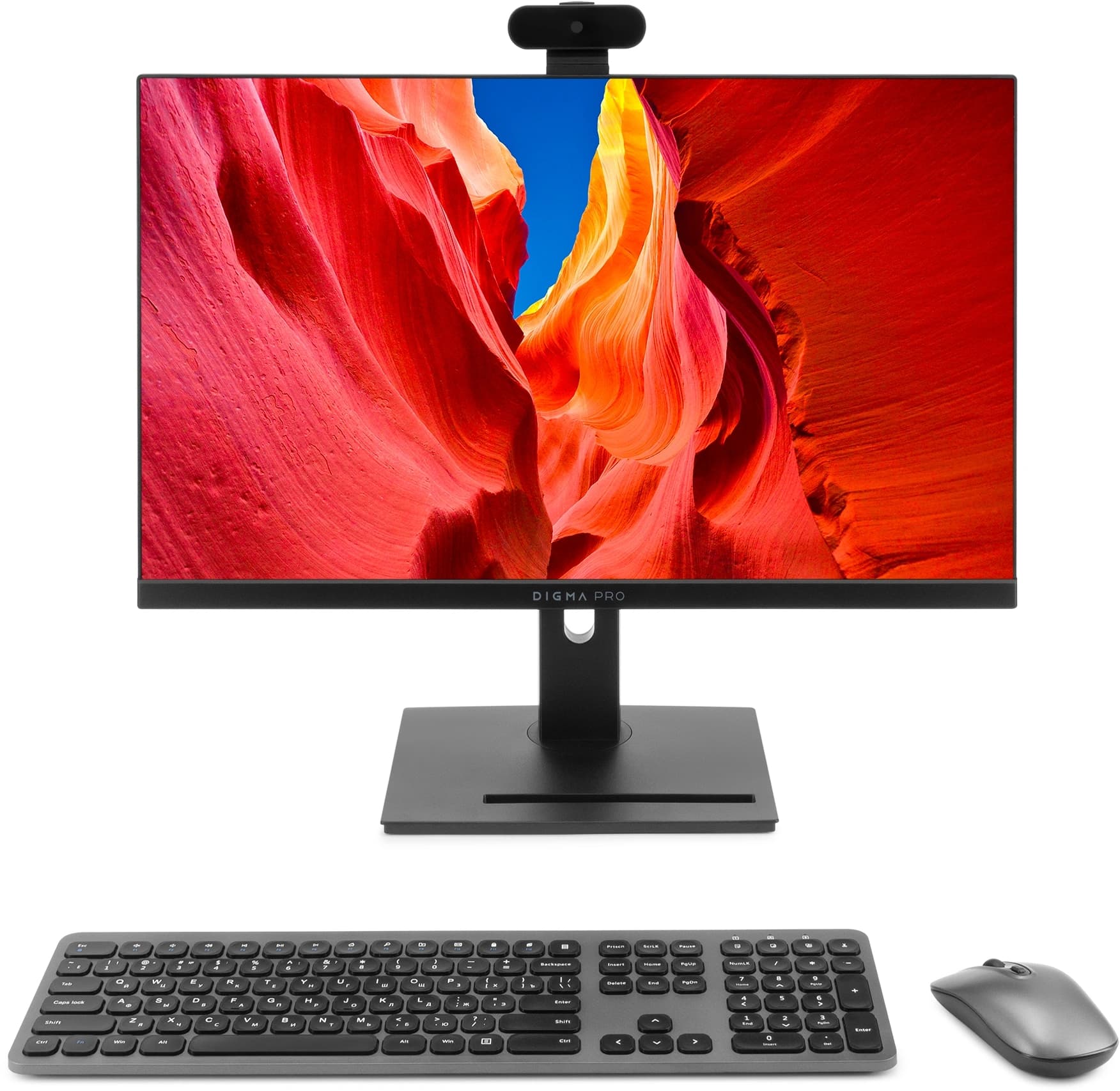 Моноблок Digma Pro Vision 23.8" Full HD Ryzen 3 5425U (2.7) 8Gb SSD256Gb RGr CR Windows 11 Pro Eth WiFi BT 90W клавиатура мышь Cam черный 1920x1080