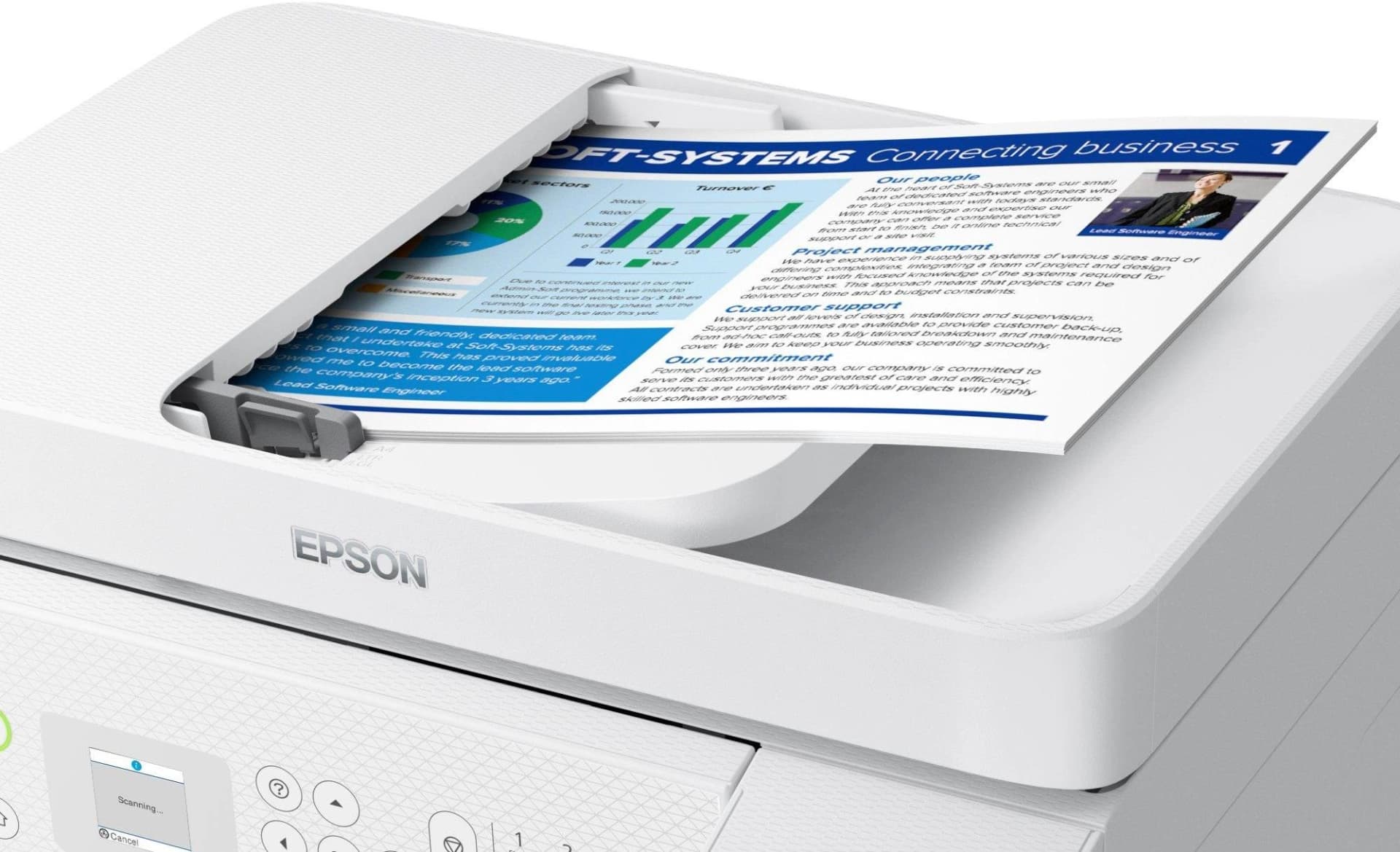 МФУ струйный Epson EcoTank L5296 (C11CJ65411) A4 WiFi белый - фото 1