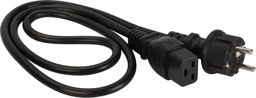 Шнур питания Lanmaster LAN-PP19/SH-1.0-BK C19-Schuko проводник.:3x1.5мм2 1.5м 220В 16А черный - фото 1