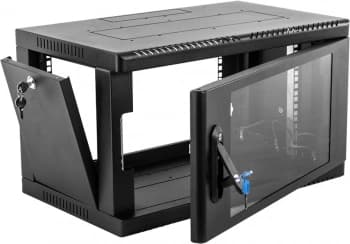 Шкаф коммутационный ЦМО (ШРН-6.350-9005) настенный 6U 600x350мм пер.дв.стекл 200кг черный 300мм 10кг 180град. 346мм IP20 металл - фото 5