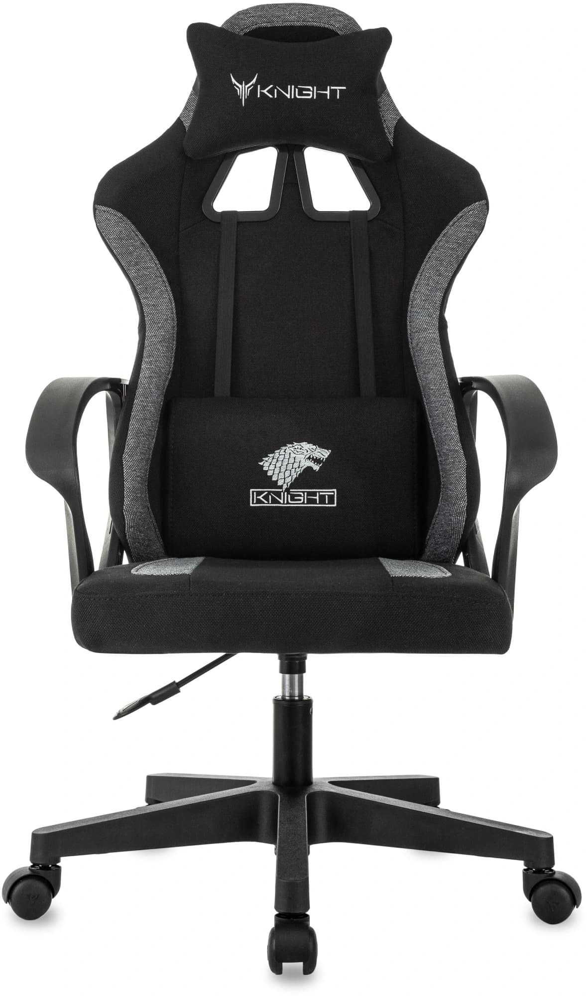 Кресло игровое Knight Optimum черный/серый с подголов. крестов. пластик