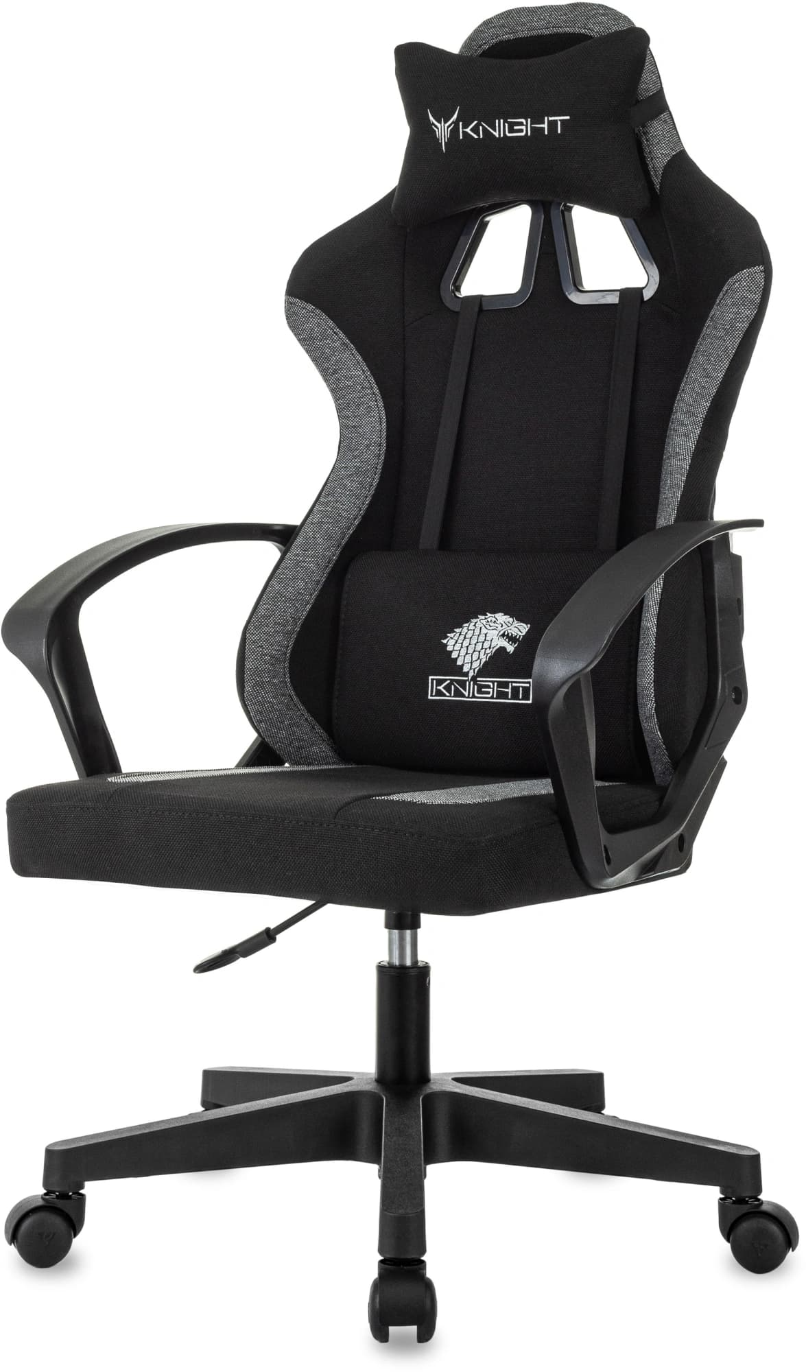 Кресло игровое Knight Optimum черный/серый с подголов. крестов. пластик - фото 4