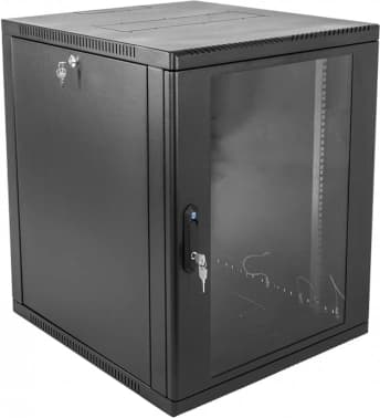 Шкаф коммутационный ЦМО (ШРН-12.350-9005) настенный 12U 600x359мм пер.дв.стекл 200кг черный 300мм 14кг 180град. 612мм сталь - фото 2