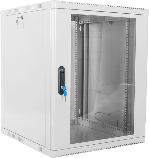 Шкаф коммутационный ЦМО (ШРН-12.500) настенный 12U 600x529мм пер.дв.стекл 200кг серый 470мм 18кг 180град. 612мм металл - фото 1