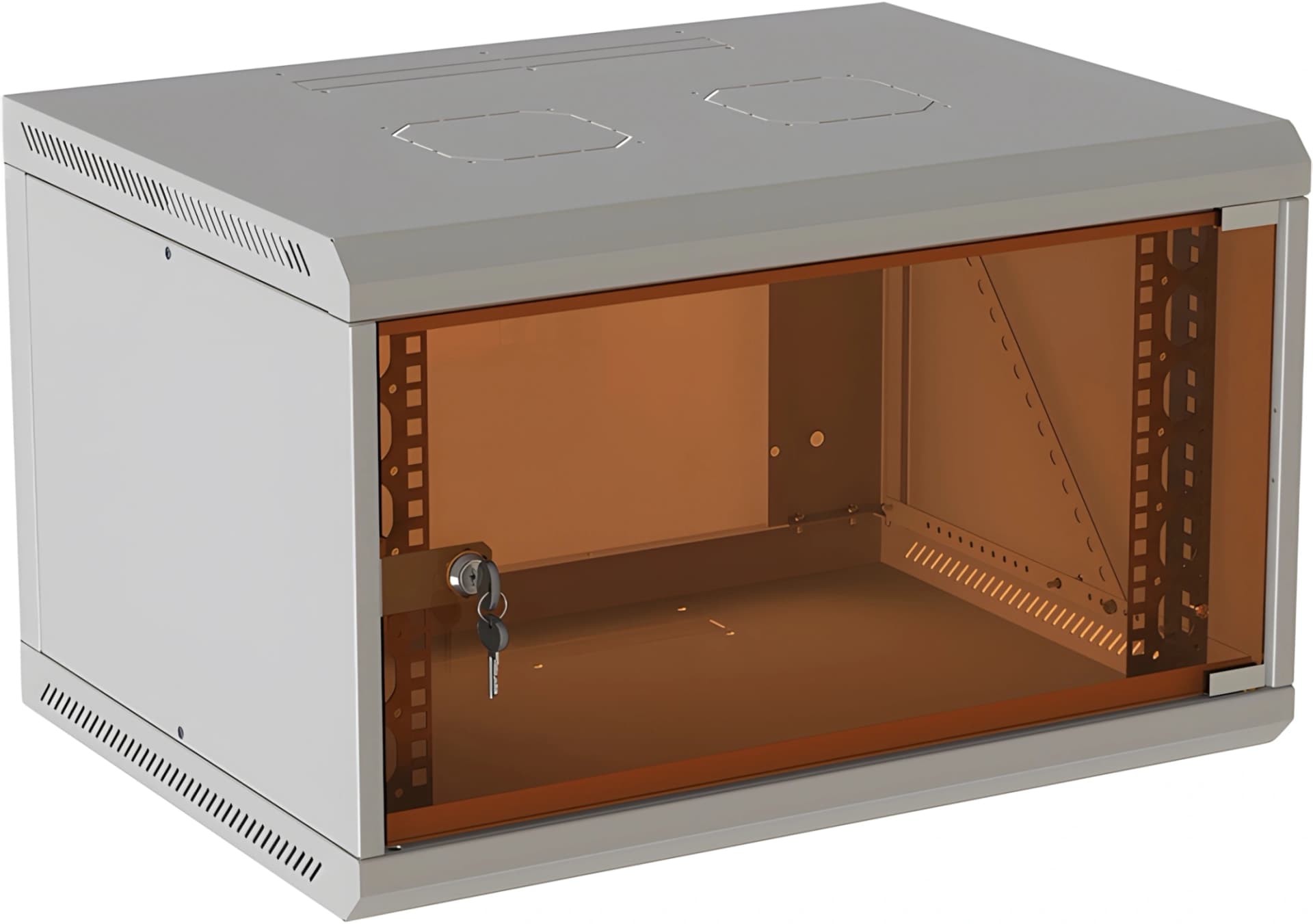 Шкаф коммутационный Suprlan ТВЛ-9U-600-450-СР (05-1093) настенный 9U 600x450мм пер.дв.стекл направл.под закл.гайки 70кг RAL 7035 385мм 19кг 500мм металл - фото 1