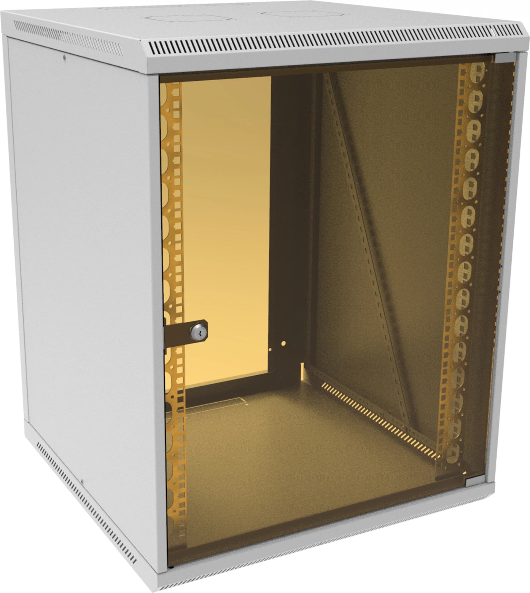 Шкаф коммутационный Suprlan (05-1506) настенный 15U 600x600мм пер.дв.стекл направл.под закл.гайки 70кг светло-серый 535мм 29.7кг 750мм металл