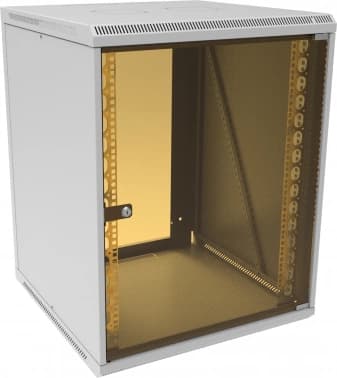 Шкаф коммутационный Suprlan (05-1506) настенный 15U 600x600мм пер.дв.стекл направл.под закл.гайки 70кг светло-серый 535мм 29.7кг 750мм металл - фото 2