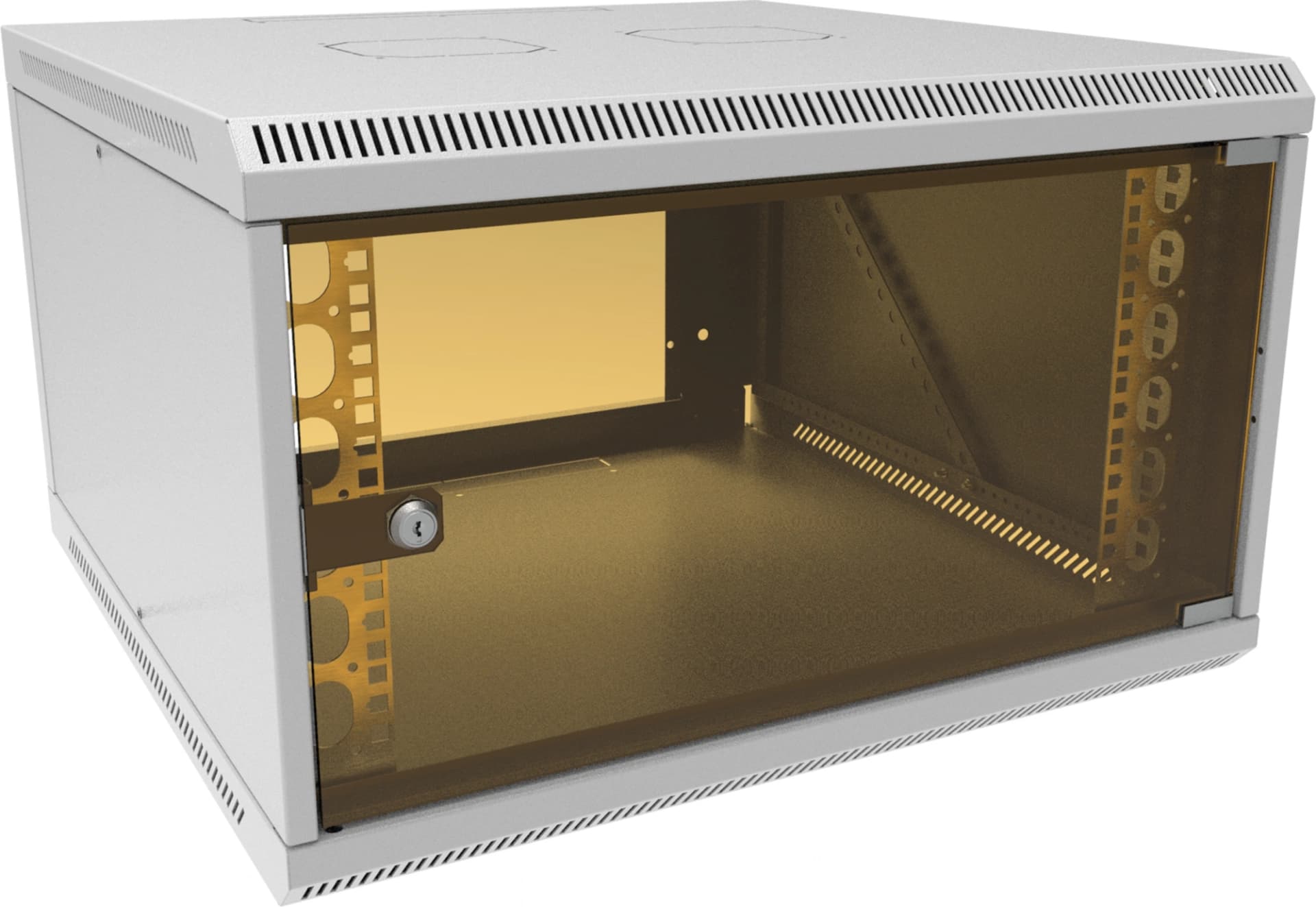Шкаф коммутационный Suprlan (05-1066) настенный 6U 600x600мм пер.дв.стекл направл.под закл.гайки 70кг светло-серый 535мм 19.37кг 360мм металл - фото 1