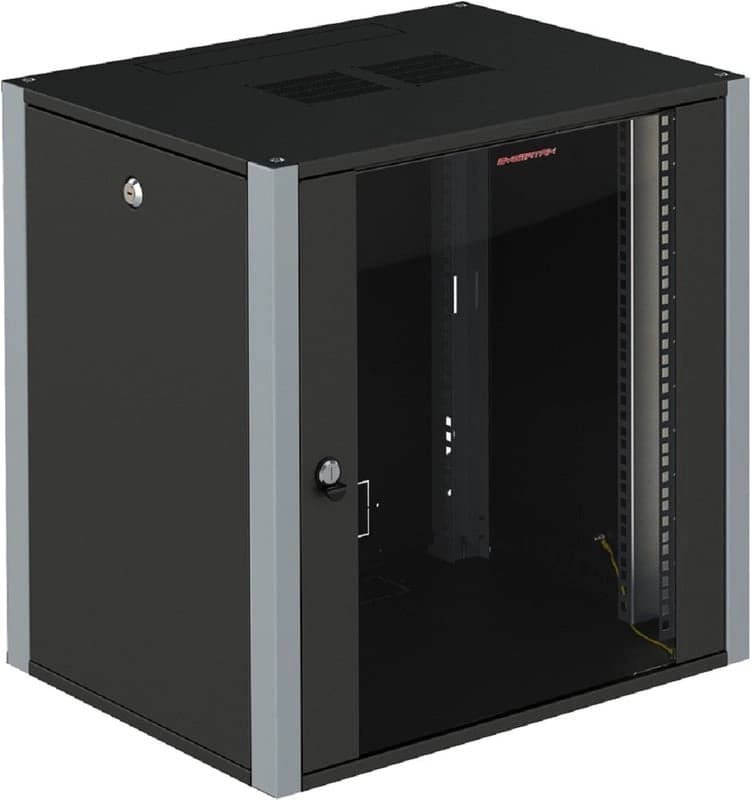 Шкаф коммутационный Sysmatrix (WP 6312.910) настенный 12U 600x350мм пер.дв.стекл 2 бок.пан. 60кг черный 200мм 20кг 585мм IP20 металл - фото 1