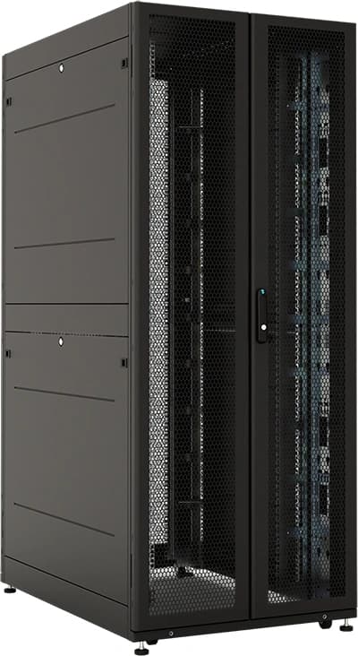 Шкаф серверный ЦМО (ШТК-СП-42.8.12-88АА-9005) напольный 42U 800x1200мм пер.дв.перфор.2ств. 2 бок.пан. задн.дв.перфор.2-хст. направл.под винты 1350кг черный 883мм 174кг 120град. 1950мм IP20 сталь - фото 1