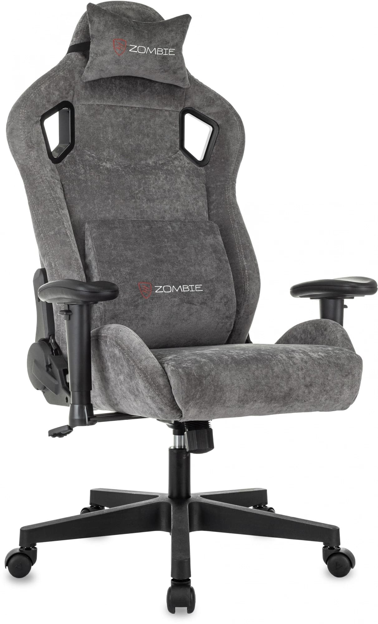 Кресло игровое Zombie Ghost Fabric серый Light-19 с подголов. крестов. пластик