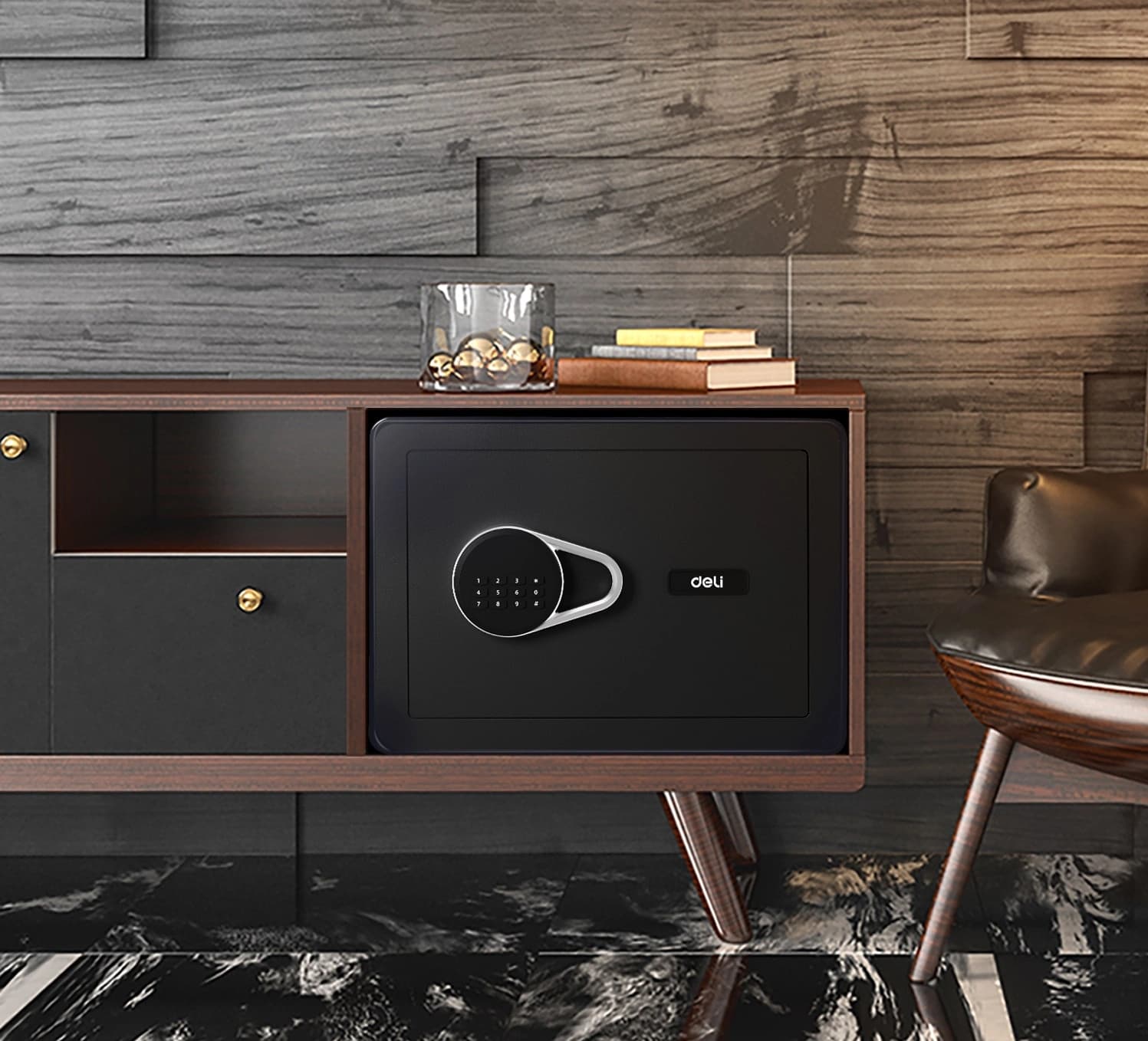 Сейф мебельный Deli Andesite ET540 встраиваемый 250x350x250мм электронный/ключевой - фото 4
