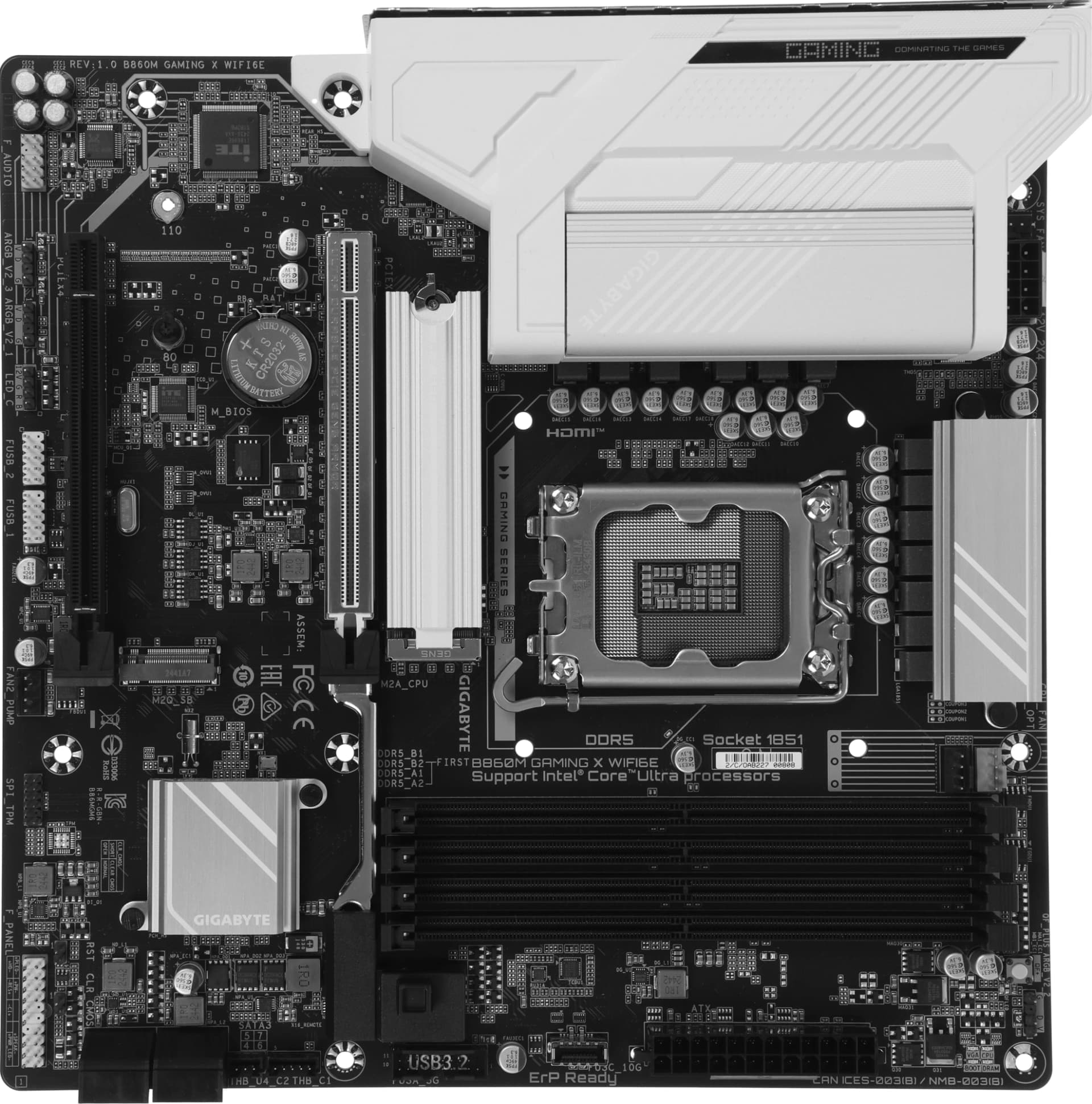Материнская плата Gigabyte B860M GAMING X WIFI6E Soc-1851 Intel B860 4xDDR5 mATX AC`97 8ch(7.1) 2.5Gg RAID+HDMI+DP