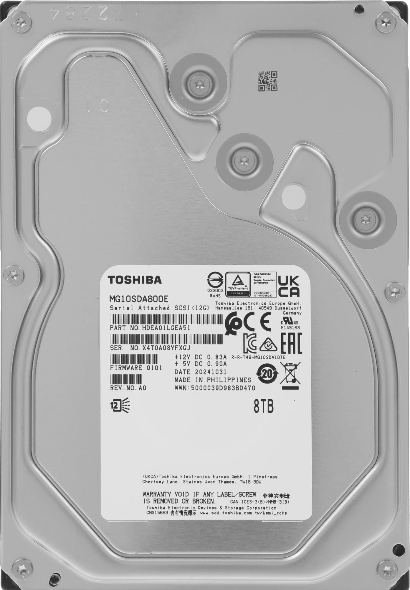 Жесткий диск Toshiba SAS 3.0 8TB MG10SDA800E Enterprise Capacity (7200rpm) 512Mb 3.5"