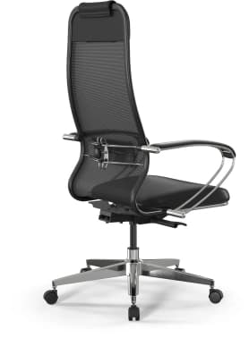 Кресло Метта ErgoLife Comfort черный сиденье черный сет./экокожа с подголов. крестов. сталь хром - фото 5
