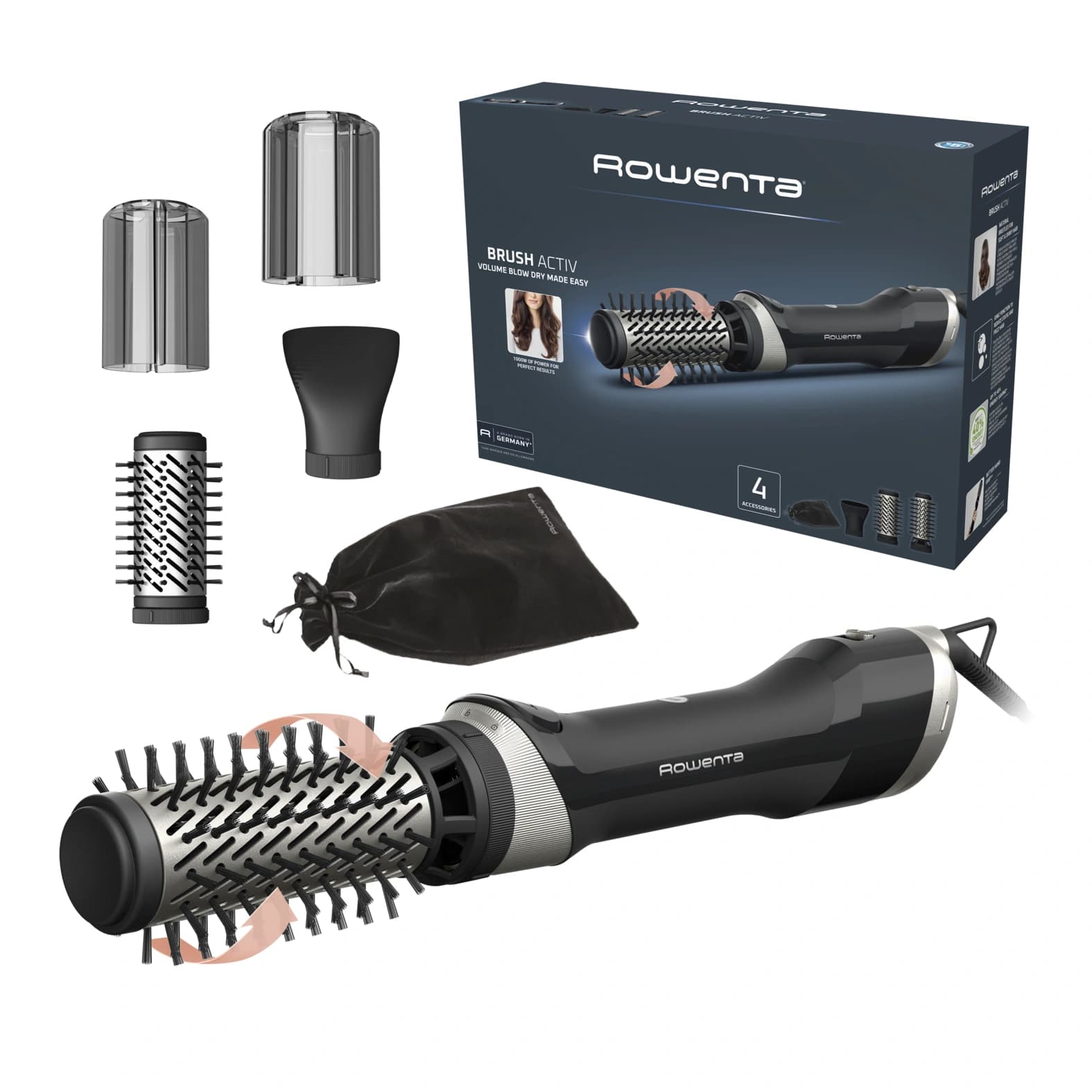 Фен-щетка Rowenta UB9530F0 1000Вт черный/серебристый (1830009250)
