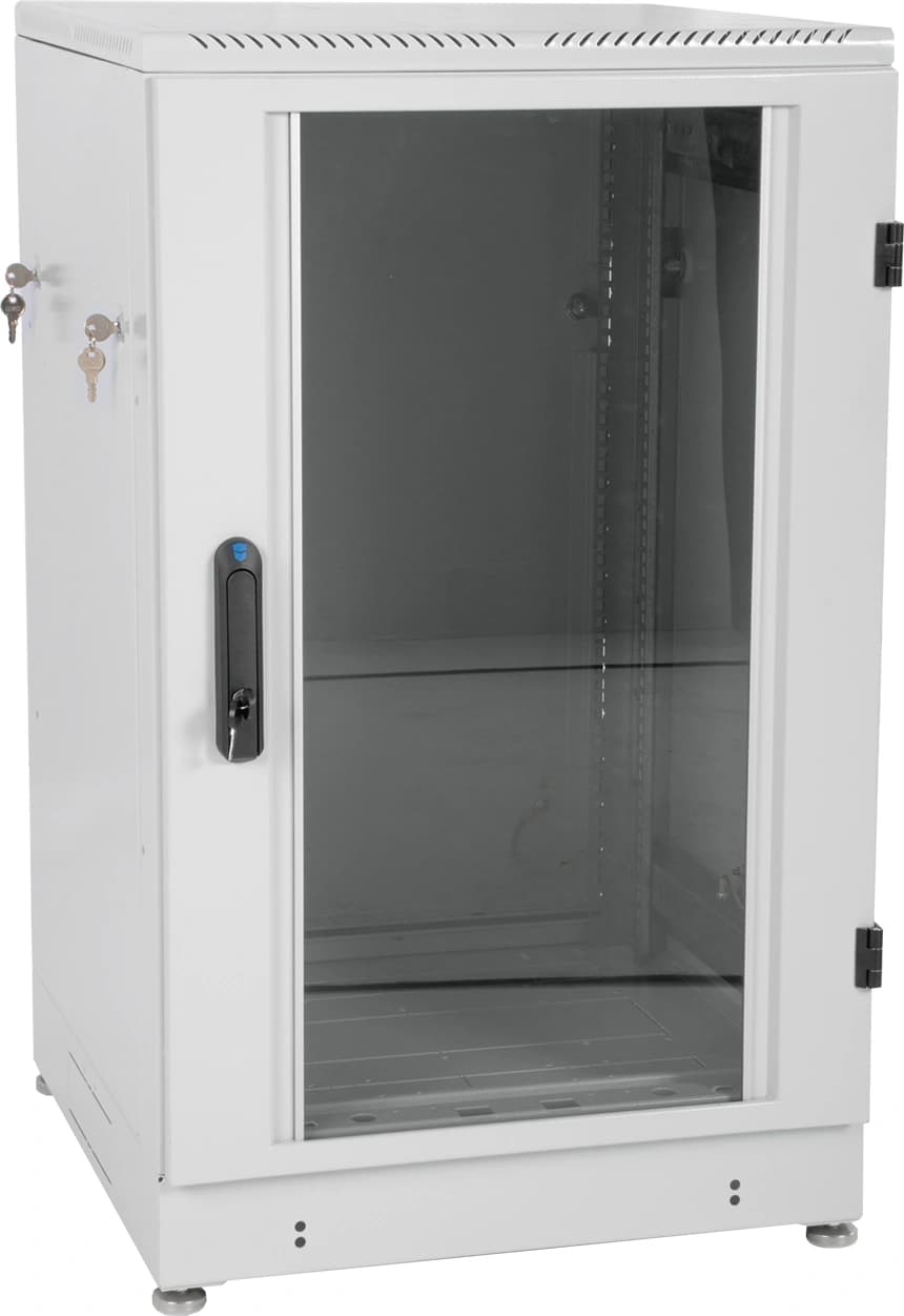 Шкаф коммутационный ЦМО (ШТК-М-24.6.6-1ААА) напольный 24U 600x600мм пер.дв.стекл 2 бок.пан. 700кг серый 455мм 60кг 180град. 1245мм IP20 металл - фото 1