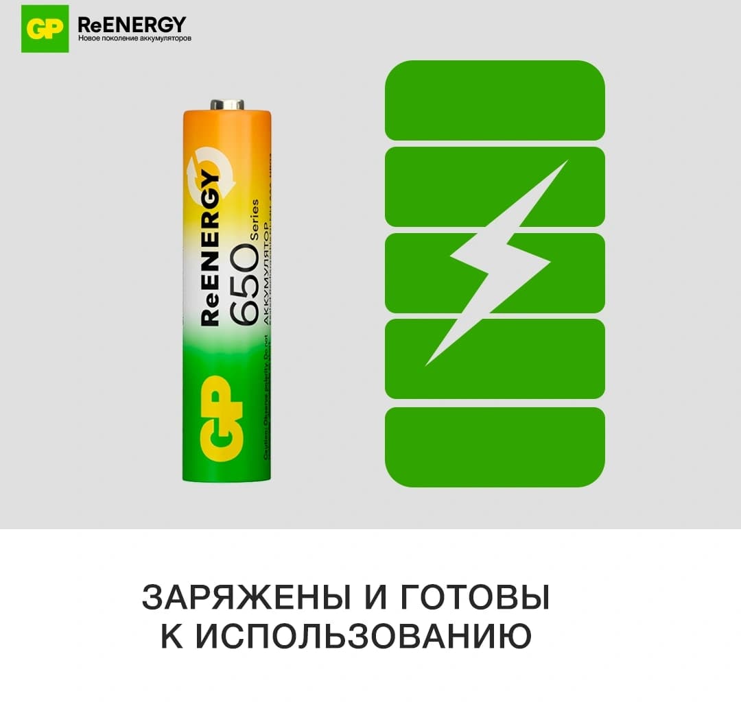 Аккумулятор GP 65AAAHCRGY-2CRCB2 AAA NiMH 650mAh (2шт) - фото 5